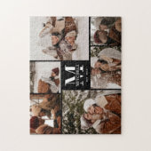 Moderne Familie 6 Fotocollage Schwarzer Keepake Puzzle (Vertikal)