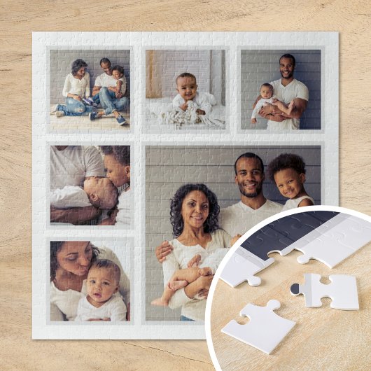 Moderne Familie 6 Square FotoCollage Puzzle