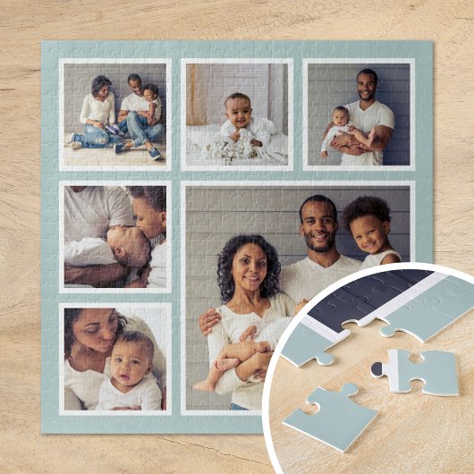 Moderne Familie 6 Square FotoCollage Puzzle