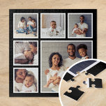 Moderne Familie 6 Square FotoCollage Puzzle<br><div class="desc">Fügen Sie sechs Ihrer Lieblings-Fotos hinzu, um ein einzigartiges Collage Puzzle aus Foto mit einem größeren Brennfokus und 5 kleineren Quadraten um es herum zu erstellen. Verwenden Sie die Designtools, um mehr Fotos hochzuladen, Text hinzuzufügen und die Schriftart und Farben anzupassen, um Ihr eigenes Foto zu erstellen. Ein nachdenkliches Geschenk...</div>