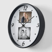 Moderne Familie bewahren 2-Foto Collage Uhr (Winkel)