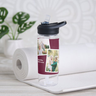 Moderne Familie bordeauxrot mit vielen Fotos Trinkflasche