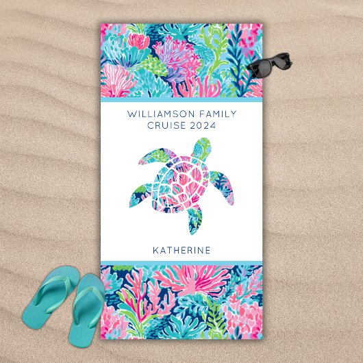 Moderne Familie Cruise Vacation Sea Schildkrötenna Strandtuch