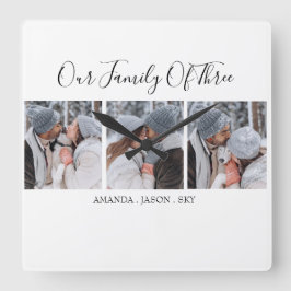 Moderne Familie der drei| Foto Quadratische Wanduhr
