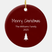 Moderne Familie Einfaches Weihnachtsbaum Keramik Ornament (Hinten)