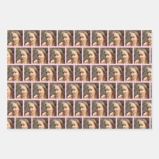 Moderne Familie Foto Collage Muster Weihnachten Geschenkpapier Set (Vorderseite 2)