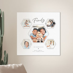 Moderne Familie Fünf Foto Sechseck Collage Leinwanddruck