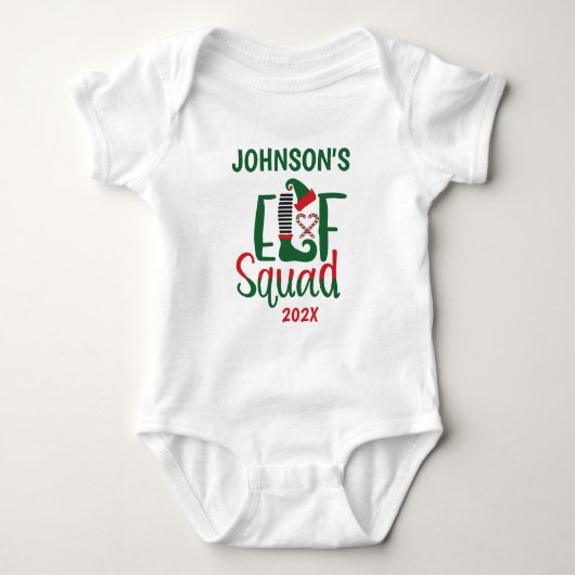 Moderne Familie Matching Elf Squad Weihnachten Baby Strampler (Vorderseite)