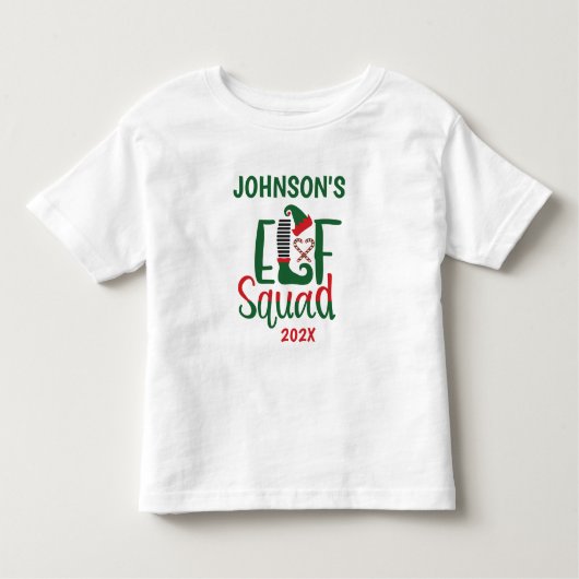 Moderne Familie Matching Elf Squad Weihnachten Kleinkind T-shirt (Vorderseite)