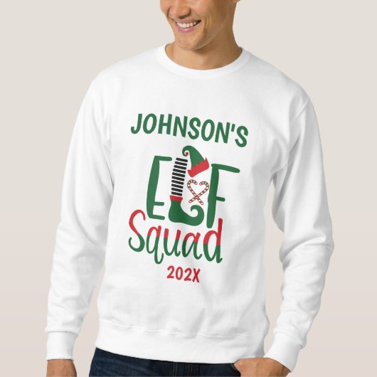 Moderne Familie Matching Elf Squad Weihnachten Sweatshirt (Vorderseite)