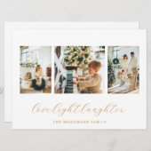 Moderne Familie mit 3 Fotos Feiertagskarte (Vorne/Hinten)