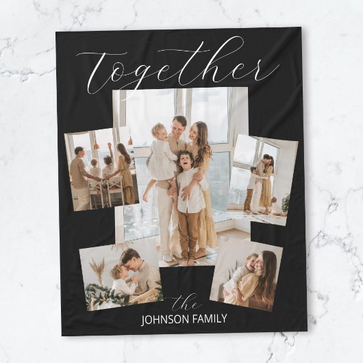 Moderne Familie Multi Foto Black Fleecedecke