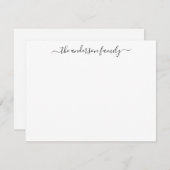 Moderne Familie Nachname Schwarze Skriptkalligrafi Mitteilungskarte (Vorne/Hinten)