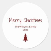 Moderne Familie Simple Boho Weihnachtsbaum Runder Aufkleber (Vorderseite)