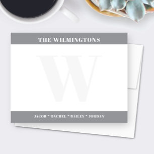 Moderne Familien Nachname Anfangsbuchstabe Grau Sc Mitteilungskarte