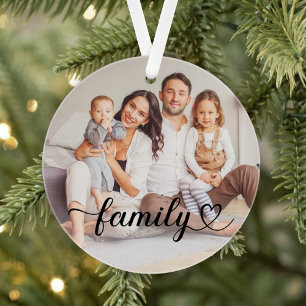 Moderne Familien-Script-Foto-Andenken in schwarzer Ornament