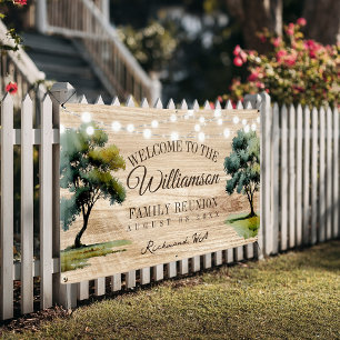 Moderne Familienbaum-Lichterkette Picknick-Wiederv Banner