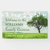 Moderne Familienbaum String Lights Picnic Wiederse Banner (Horizontal)