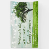Moderne Familienbaum String Lights Picnic Wiederse Banner (Vertikal)