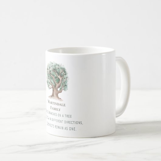 Moderne Familienbaum Wiedersehen Mit Monogramm Kaffeetasse (VorderseiteRechts)