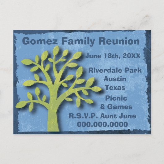 Moderne Familienbaum-Wiedersehen Postkarte (Vorderseite)