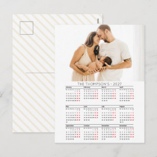 Moderne Familienfoto 2027 Kalender 12 Monate Feiertagspostkarte