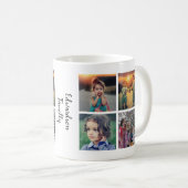 Moderne Familienfoto-Collage Monogramm Name Kaffeetasse (VorderseiteRechts)