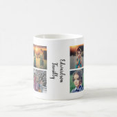 Moderne Familienfoto-Collage Monogramm Name Kaffeetasse (Mittel)