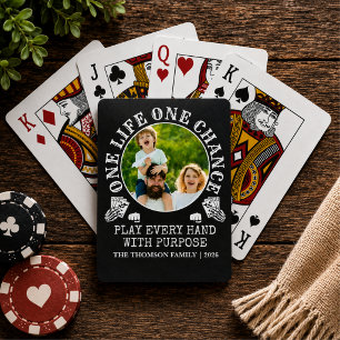 Moderne Familienfoto Ein Leben Eine Chance Spielkarten