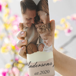 Moderne Familienfoto & Personalisierte Namensgesch Thermosbecher