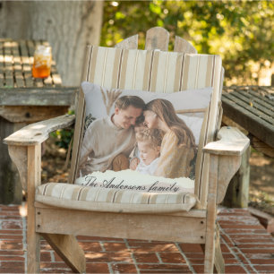 Moderne Familienfoto & Personalisiertes Namensgesc Kissen