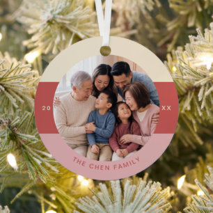 Moderne Familienfoto-Weihnachtserinnerung Ornament Aus Metall