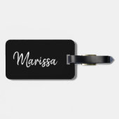 Moderne FamilienfotoCollage in Schwarz | Monogramm Gepäckanhänger (Rückseite horizontal)