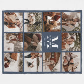 Moderne Familienfotografie Collage Mit Monogramm N Fleecedecke (Vorderseite (Horizontal))