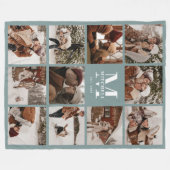 Moderne Familienfotografie Collage Mit Monogramm S Fleecedecke (Vorderseite (Horizontal))