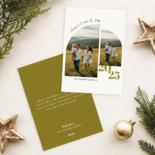 Moderne Familiengeometrische Bogen-Foto-Weihnachte Feiertagskarte