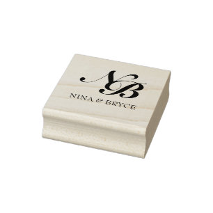 Moderne Familienmonogramm-Girlande in Navy & Grau  Gummistempel