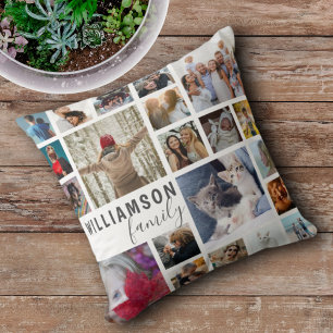 Moderne Familienname 21 Foto-Collage   Kissen