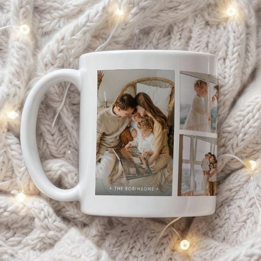 Moderne Familienname 6-Foto-Collage Benutzerdefini Kaffeetasse