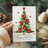 Moderne Familienname Frohe Weihnachtsbaumkarten Feiertagskarte