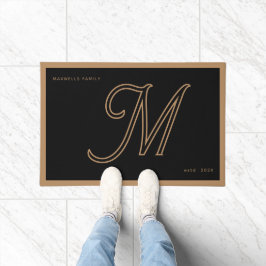 Moderne Familienname-Schriftart "Black Gold Monogr Fußmatte