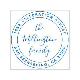 Moderne Familienname Script Runde Rücksendeadresse Permastempel