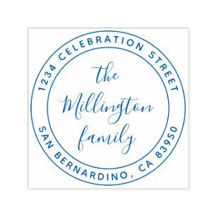 Moderne Familienname Script Runde Rücksendeadresse Permastempel