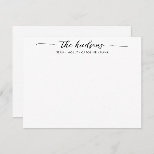 Moderne Familienpaare benennen Black Chic Script S Mitteilungskarte (Vorne/Hinten)