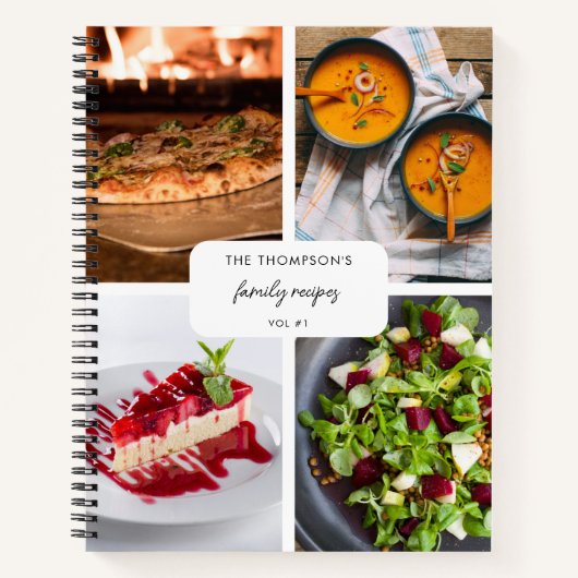 Moderne Familienrezepte 4 Foto Collage Rezept Notizblock (Vorderseite)