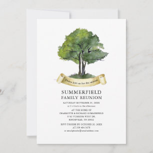 Moderne Familientreffen Baum Wasserfarbe Typografi Einladung
