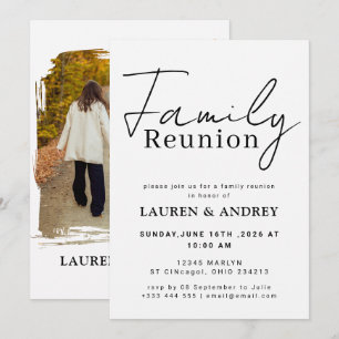 Moderne Familienzusammenkunft der Schriftfamilie Einladung