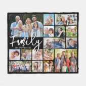 Moderne FAMILY 16 Foto Collage Your Color Fleecedecke (Vorderseite (Horizontal))