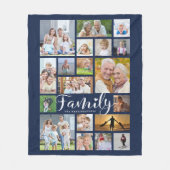 Moderne FAMILY 19 Foto Collage Script Herz Marine Fleecedecke (Vorderseite)