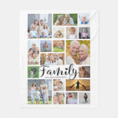 Moderne FAMILY 19 Foto Collage Script Personalisie Fleecedecke (Vorderseite)